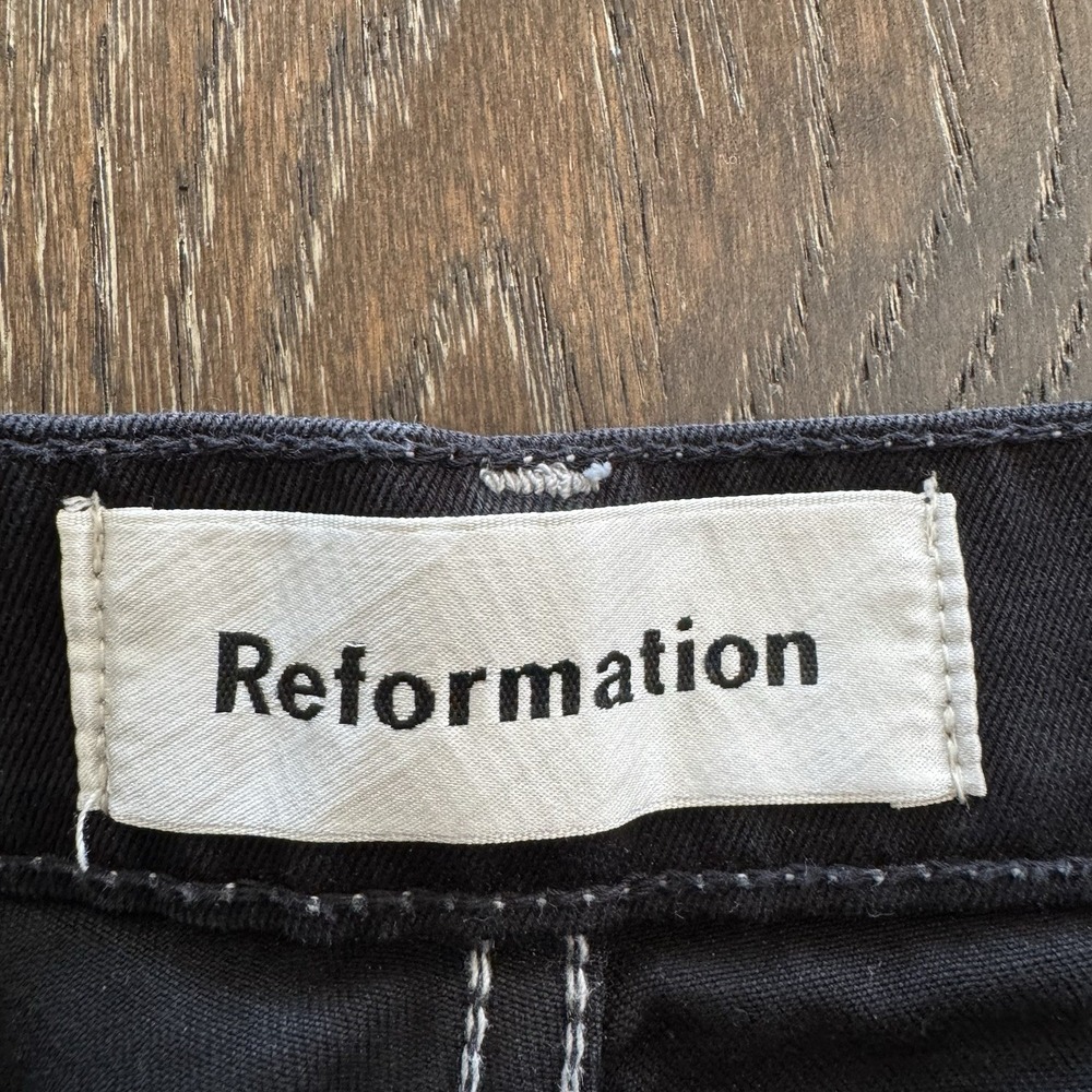 Reformation Carpenter Pants Womens Size 25 Black High Rise Wide Leg Grunge Punk - Picture 2 of 9